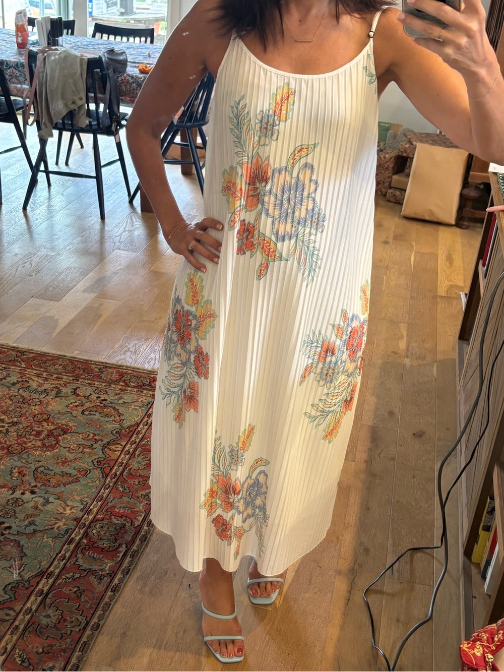 O'Neill White Pleated Maxi Dress with Floral Print